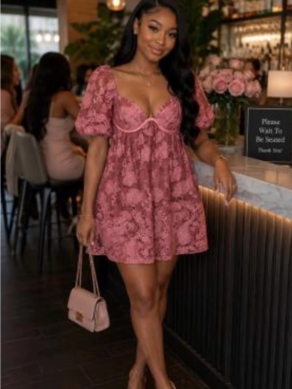 Seni & Cade Women's Pink Lace Babydoll Dress nwt